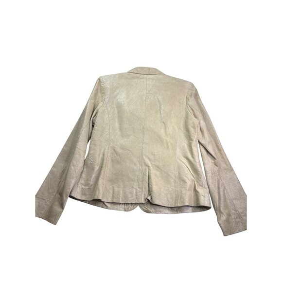 Apt. 9 Womens Suede Leather Blazer Jacket Size L Beige Lined Button Front - Picture 4 of 6